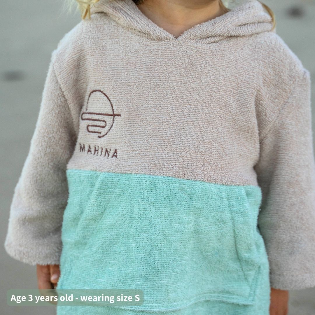 Kids Sage Green Towel Poncho