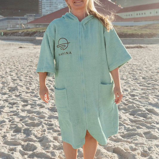 Zip Sage Green Towel Poncho