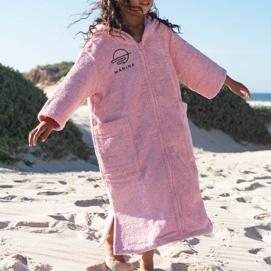 Kids Zip Sorbet Pink Towel Poncho
