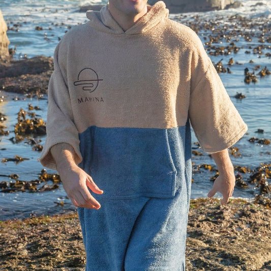 Seaside Navy Blue Towel Poncho