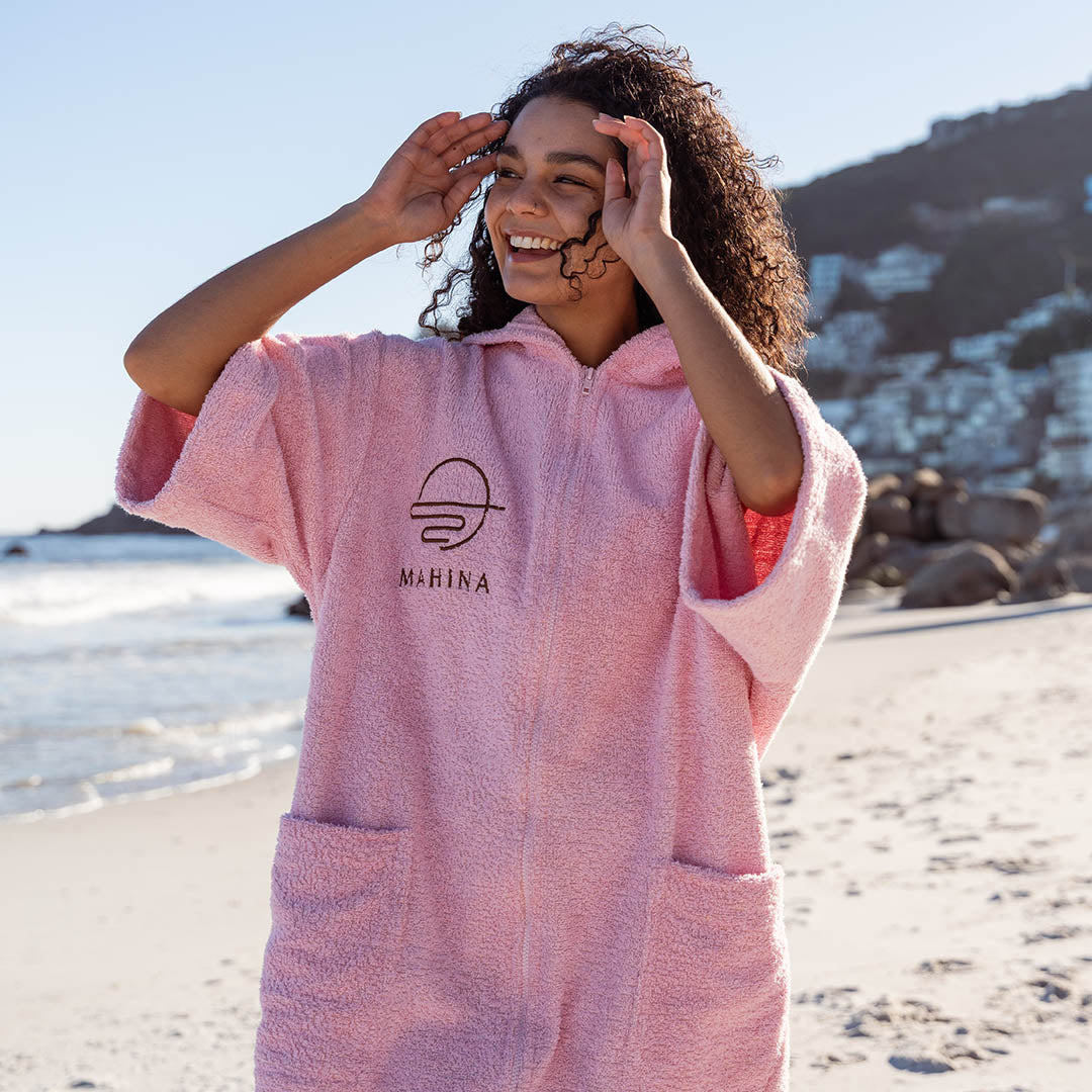 Zip Sorbet Pink Towel Poncho