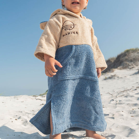 Kids Seaside Navy Towel Poncho