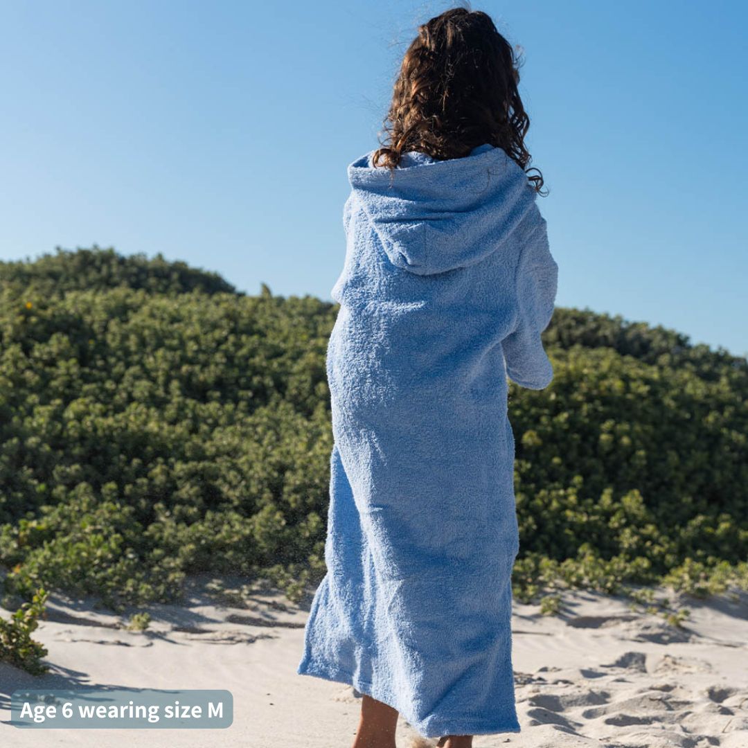 Kids Zip Salt Blue Towel Poncho