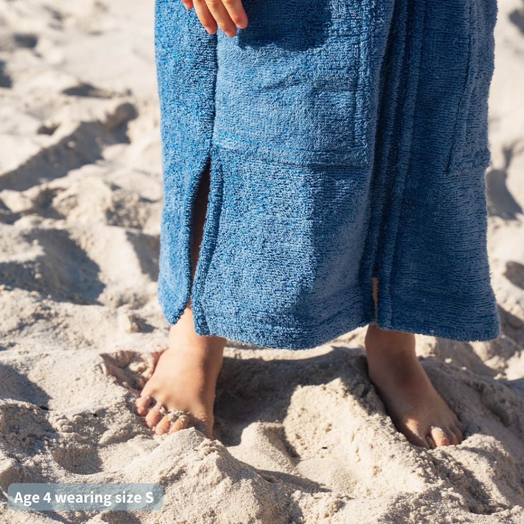 Kids Zip Seaside Navy Blue Towel Poncho