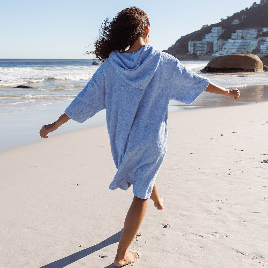 Zip Salt Blue Towelie - 100% Cotton Changing Towel | Mahina Zip Towels
