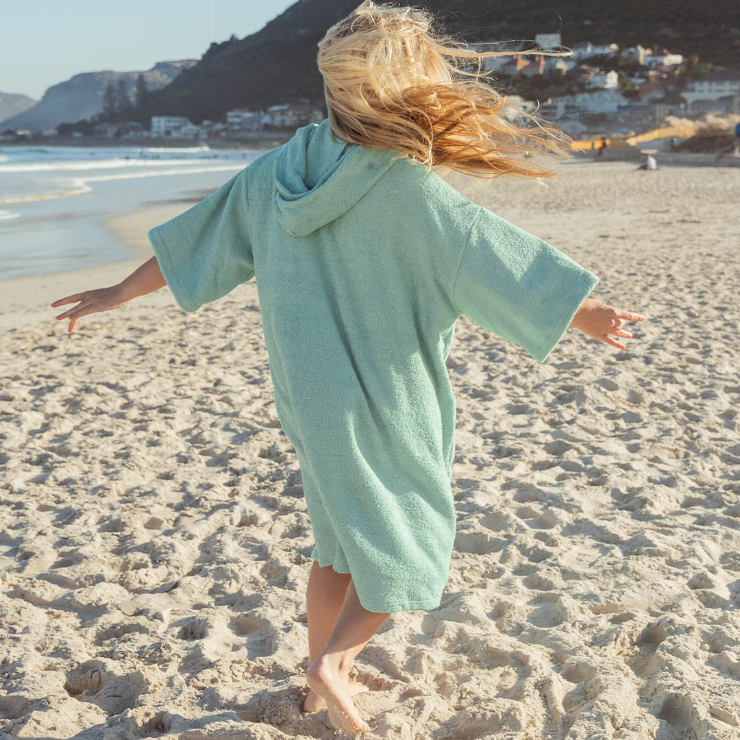 Zip Sage Green Towel Poncho