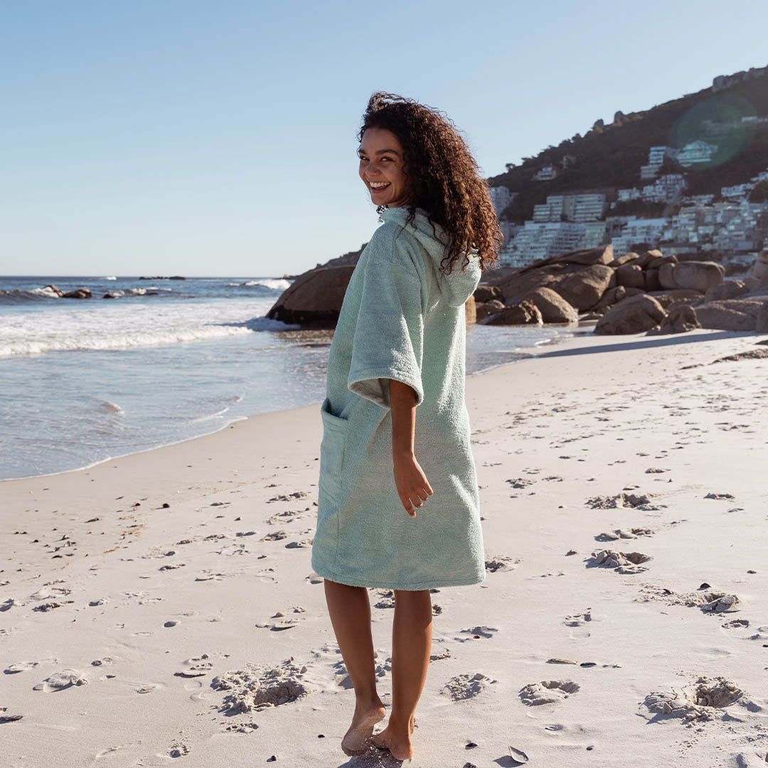Zip Sage Green Towel Poncho