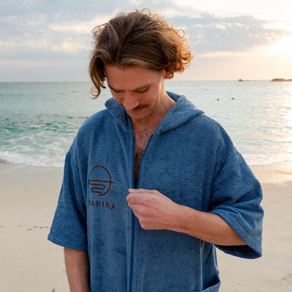 Zip Navy Blue Towel Poncho
