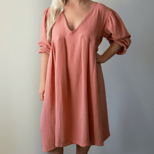 Coral Muslin Long Dress