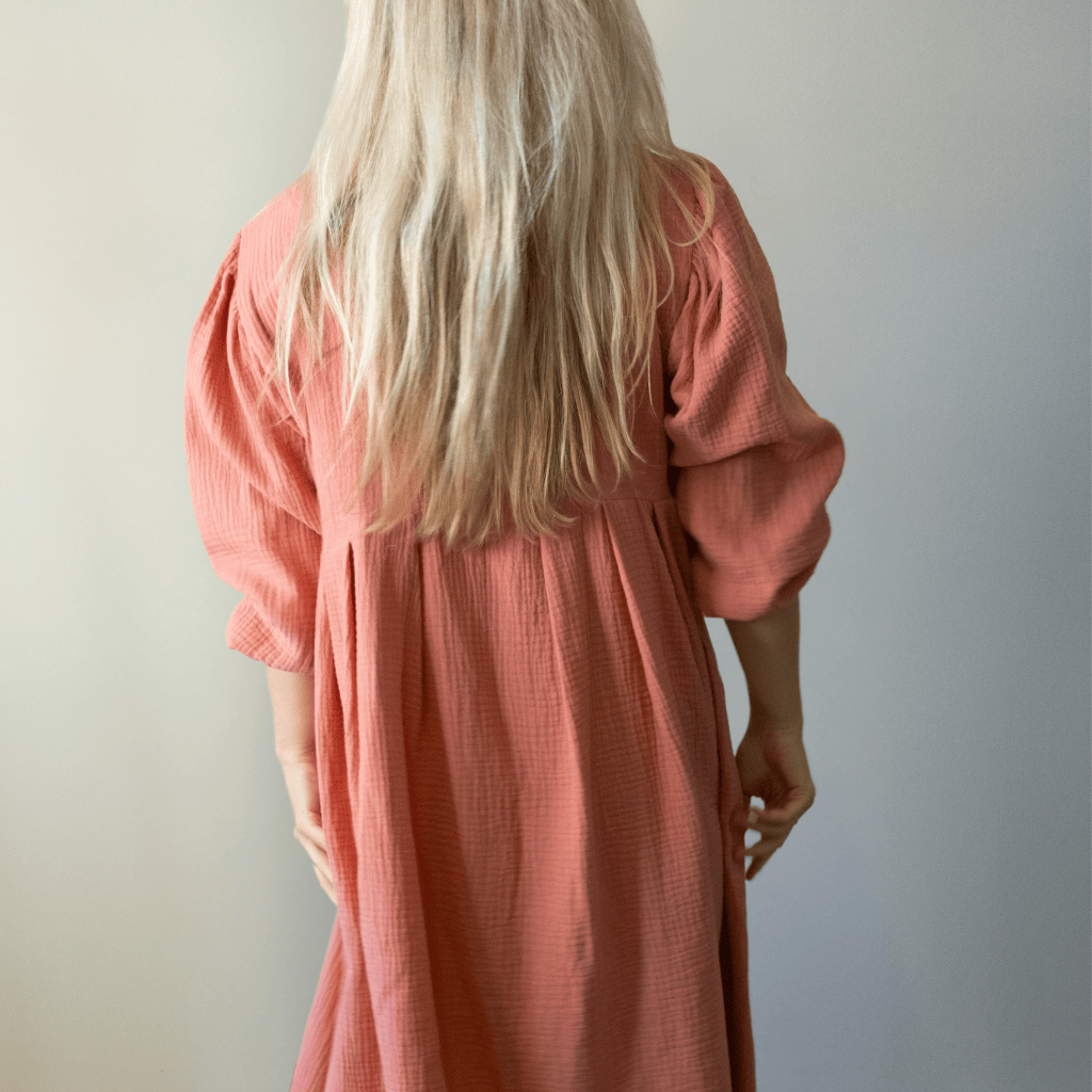 Coral Muslin Long Dress