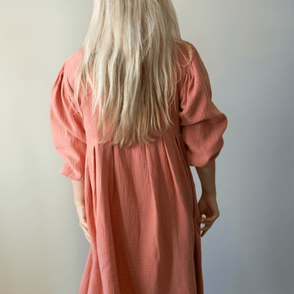 Coral Muslin Long Dress