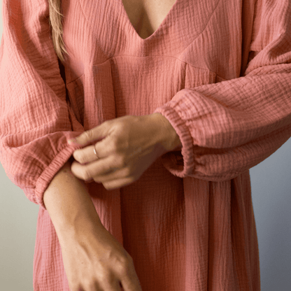 Coral Muslin Long Dress