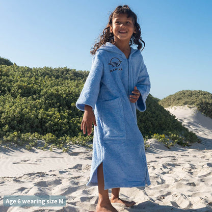 Kids Zip Salt Blue Towel Poncho