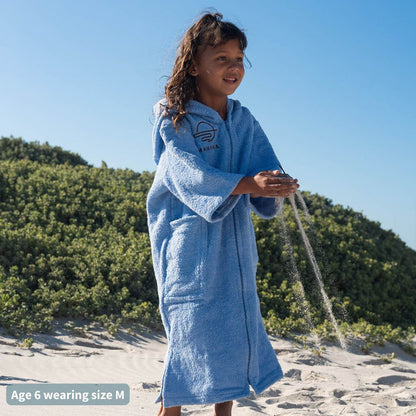 Kids Zip Salt Blue Towel Poncho