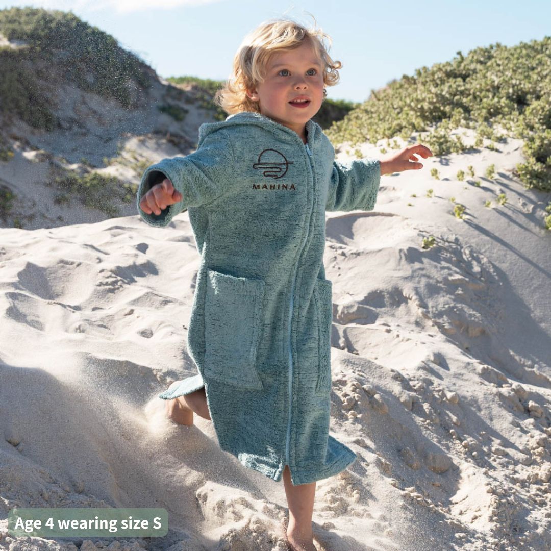 Kids Zip Sage Green Towel Poncho
