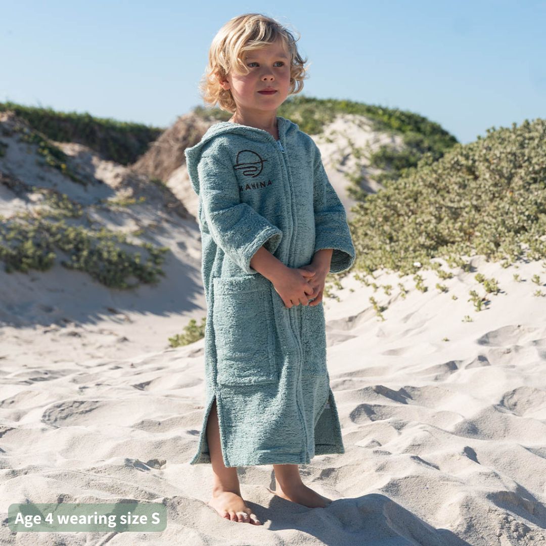 Kids Zip Sage Green Towel Poncho