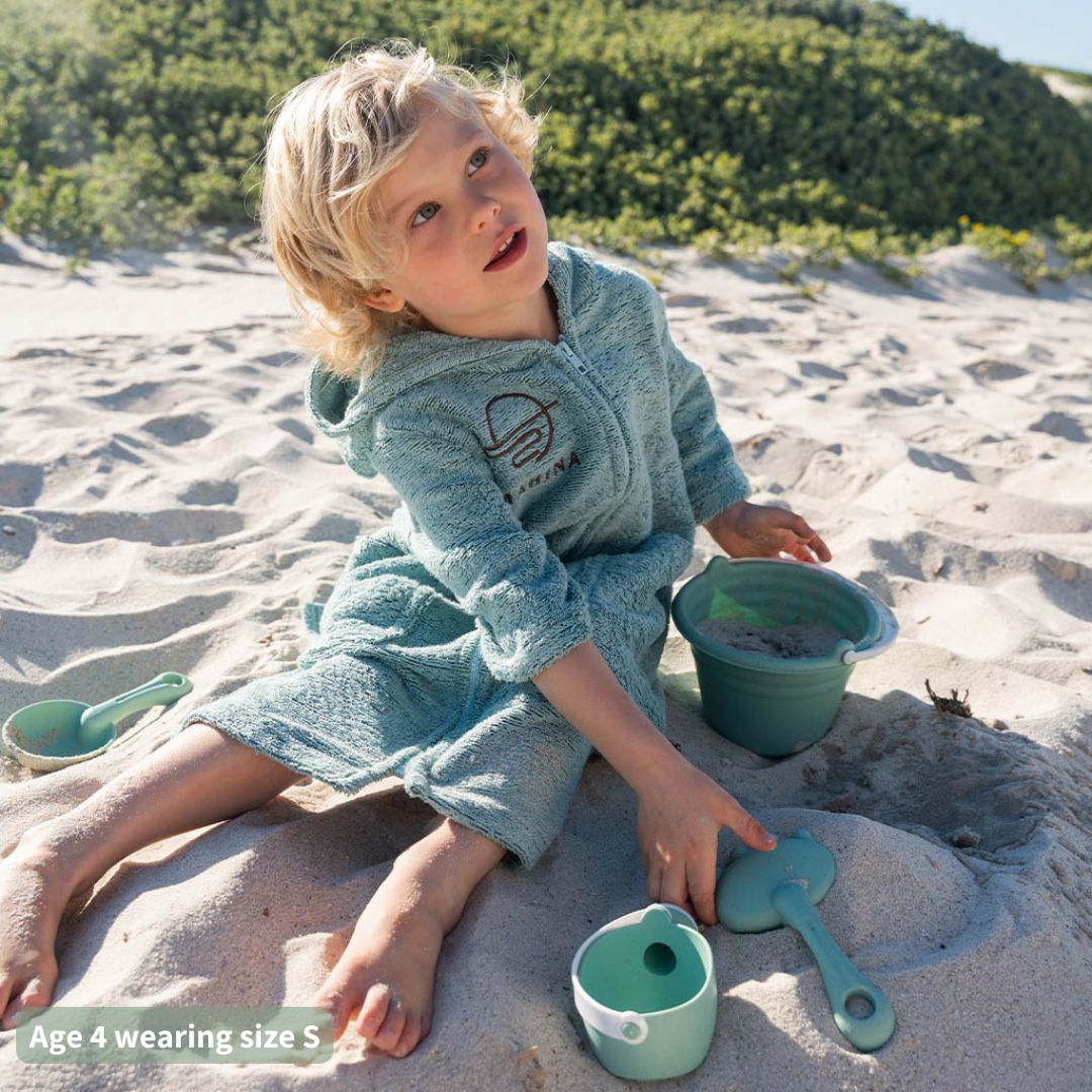 Kids Zip Sage Green Towel Poncho