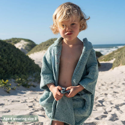 Kids Zip Sage Green Towel Poncho
