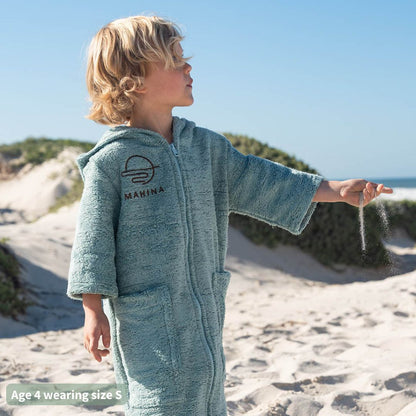 Kids Zip Sage Green Towel Poncho