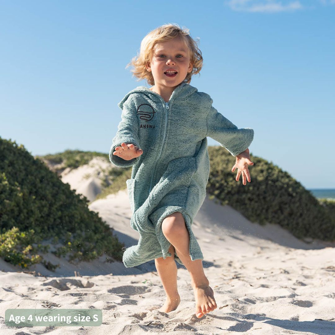 Kids Zip Sage Green Towel Poncho