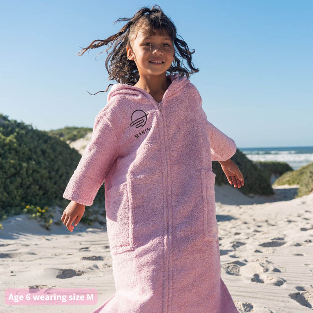 Kids Zip Sorbet Pink Towel Poncho
