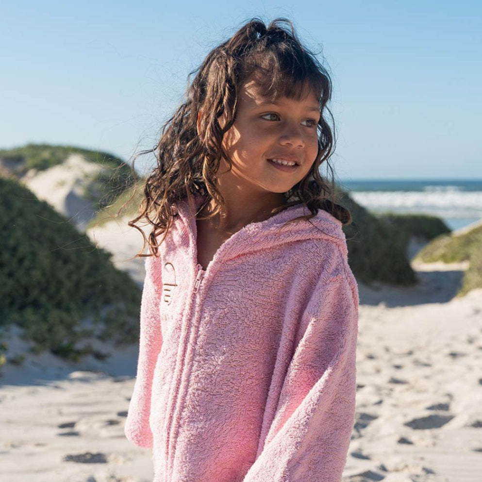 Kids Zip Sorbet Pink Towel Poncho