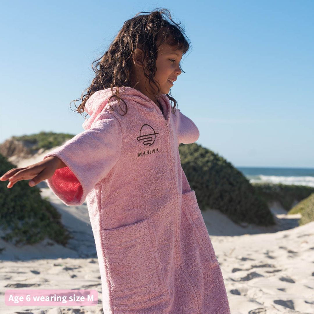 Kids Zip Sorbet Pink Towel Poncho