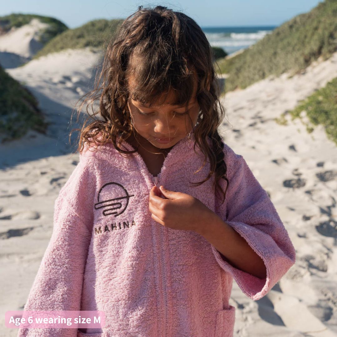 Kids Zip Sorbet Pink Towel Poncho